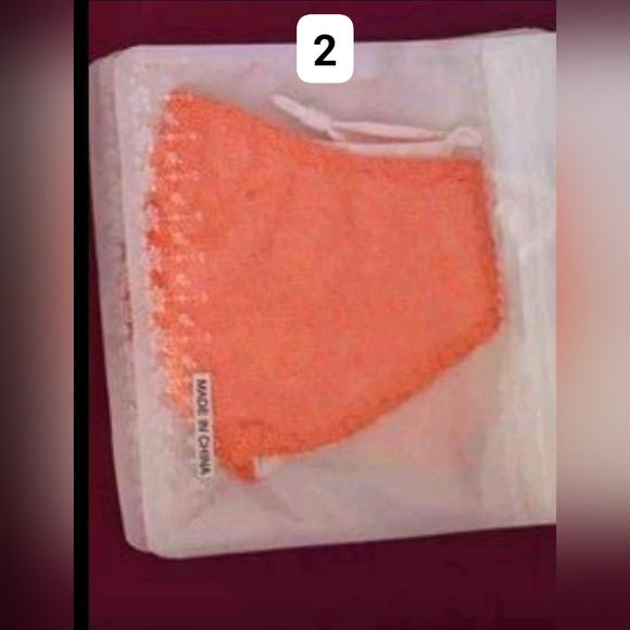 Sequin Facemasks Adult, Orange $ Lemon Colour, Lot of 5 - Picture 6 of 6